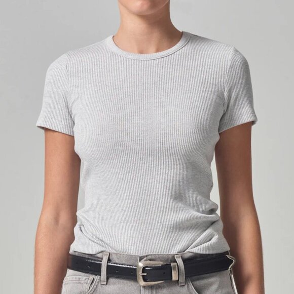 Citizens of Humanity Bree Baby Tee in Heather Grey - Picture 1 of 7